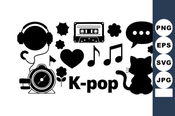 Download K-pop Music Icons Headphones Cassette Ta - Headphones Collection