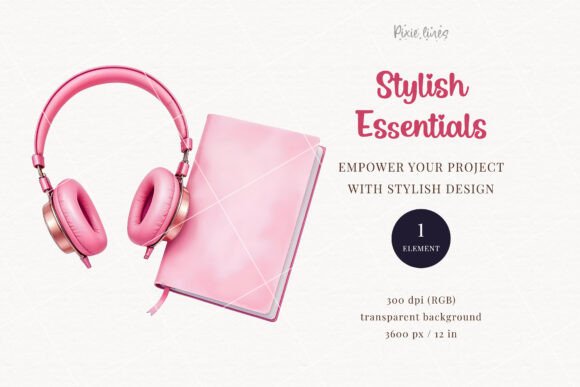 Download Pink Headphones and Notebook Clipart - Headphones Collection