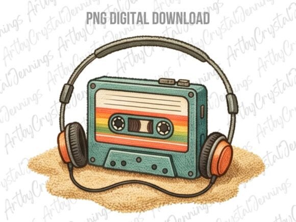 Download Retro Cassette Tape with Headphones PNG - Headphones Collection