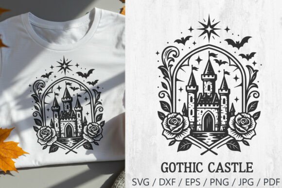Download Gothic Haunted Castle with Bats and Rose - Gothic haunted Collection