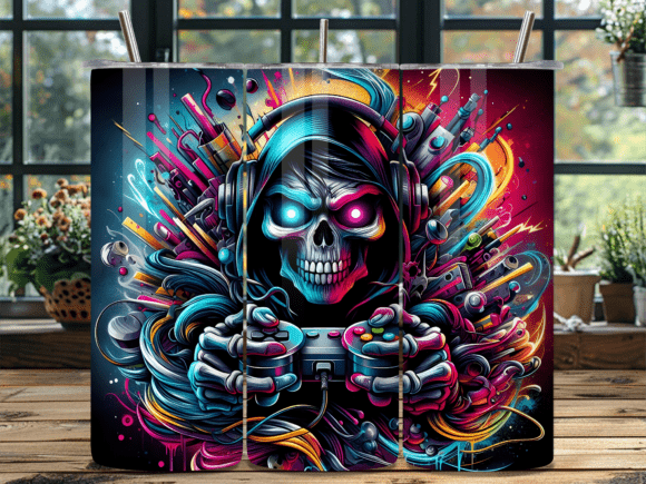 Download Cyberpunk Skull Pro Gamer Tumbler Wrap - Gamer Collection