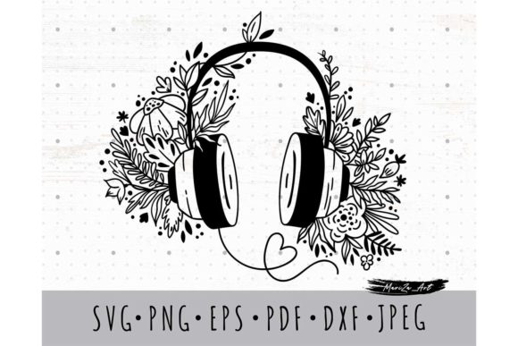 Download Headphones and Flowers SVG PNG Image - Headphones Collection